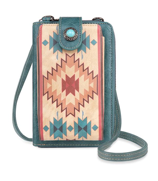 MONTANAWEST BAGS :: MENS WALLETS I SMALL ACCESSORIES :: Wholesale Aztec Phone Wallet Crossbody