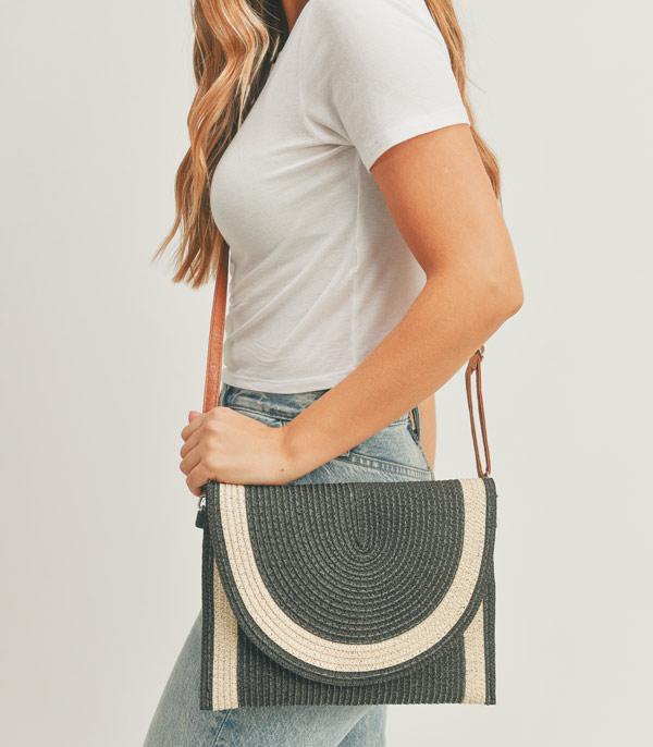 HANDBAGS :: CROSSBODY I CLUTCH BAGS :: Wholesale Straw Envelope Clutch Crossbody Bag