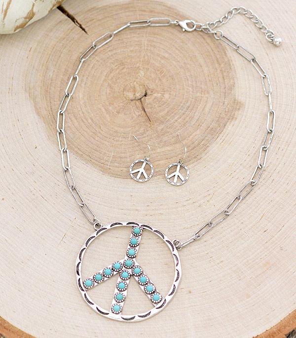 NECKLACES :: CHAIN WITH PENDANT :: Wholesale Tipi Brand Turquoise Peace Necklace Set