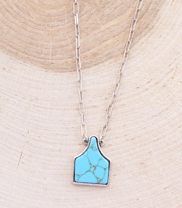 NECKLACES :: WESTERN TREND :: Wholesale Turquoise Cattle Tag Necklace