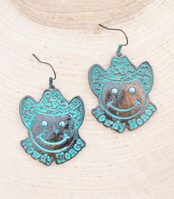 EARRINGS :: WESTERN HOOK EARRINGS :: Wholesale Howdy Honey Smile Face Earrings