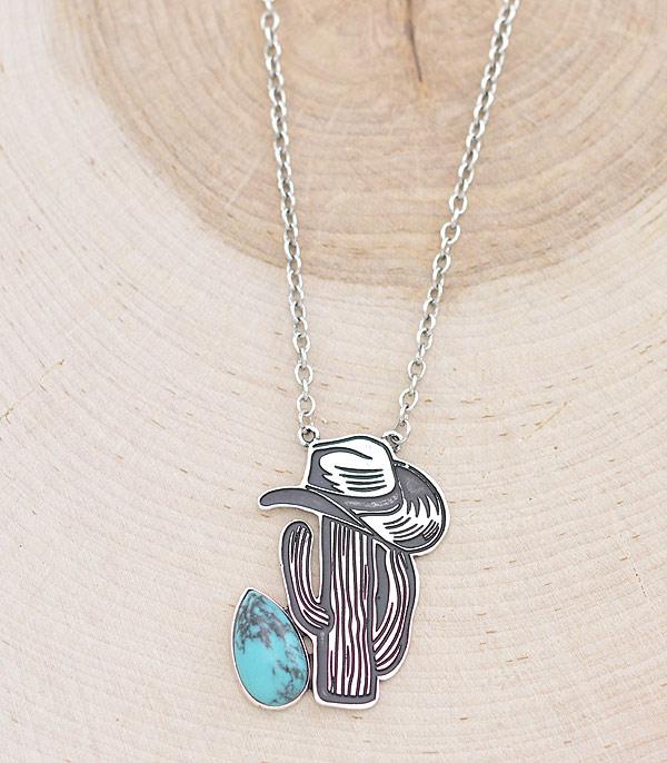 NECKLACES :: CHAIN WITH PENDANT :: Wholesale Turquoise Cactus Pendant Necklace