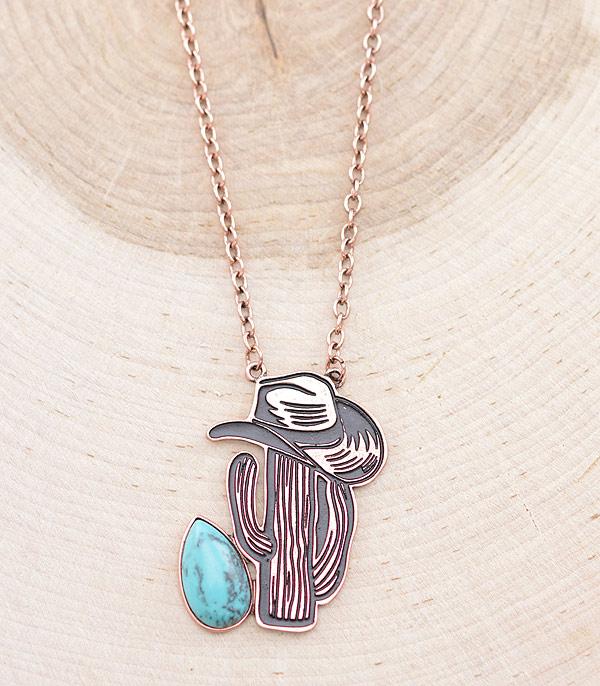 NECKLACES :: CHAIN WITH PENDANT :: Wholesale Turquoise Cactus Pendant Necklace