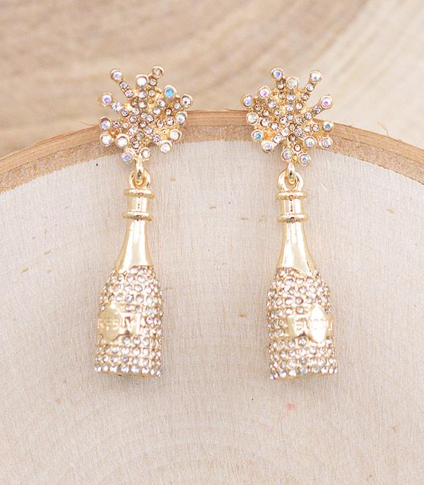 EARRINGS :: TRENDY EARRINGS :: Wholesale Rhinestone Champagne Earrings