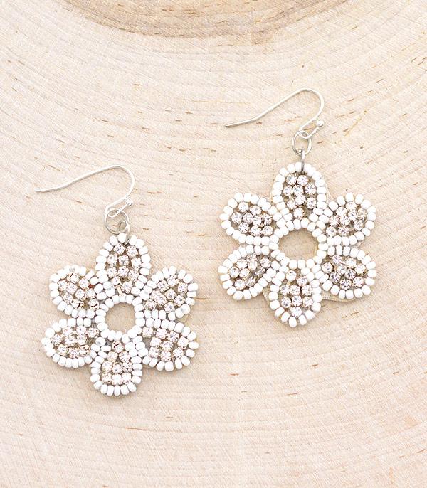 EARRINGS :: TRENDY EARRINGS :: Wholesale Seed Bead Flower Dangle Earrings