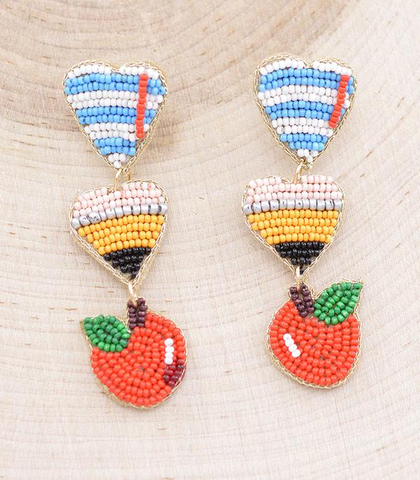 EARRINGS :: TRENDY EARRINGS :: Wholesale Seed Bead Teacher Theme Earrings