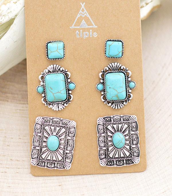 WHAT'S NEW :: Wholesale Western Turquoise Concho Earrings Set