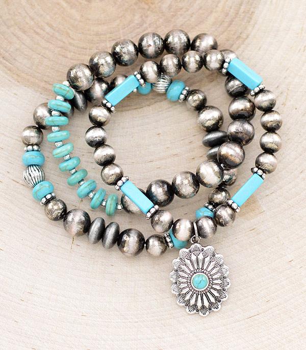 BRACELETS :: STRETCH-BEAD :: Wholesale Western Charm Navajo Pearl Bracelet Set