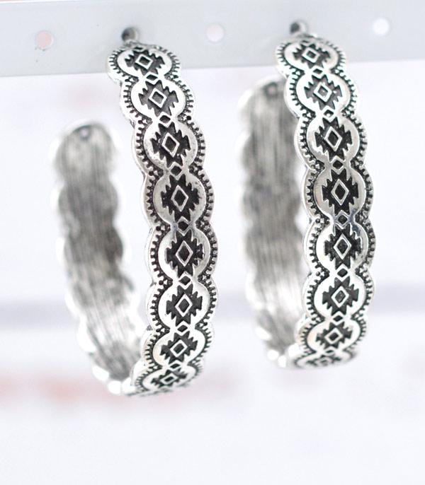 New Arrival :: Wholesale Western Aztec Hoop Earrings