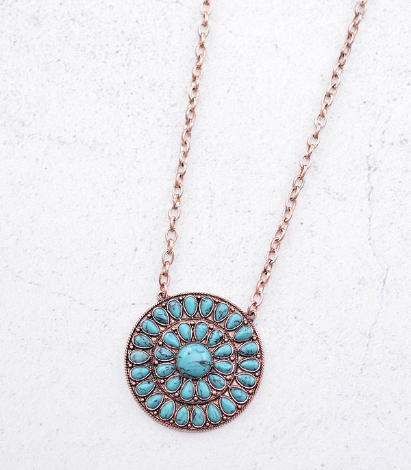 NECKLACES :: CHAIN WITH PENDANT :: Wholesale Western Concho Pendant Necklace