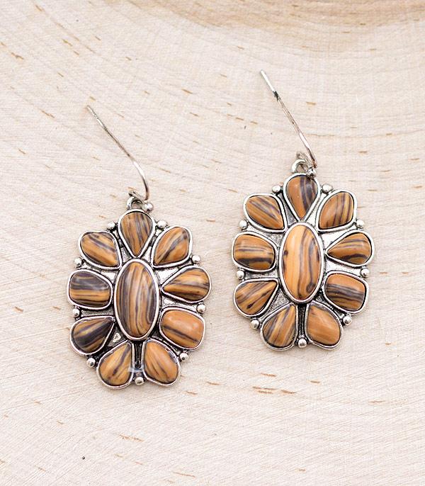 EARRINGS :: WESTERN HOOK EARRINGS :: Wholesale Western Semi Stone Concho Earrings