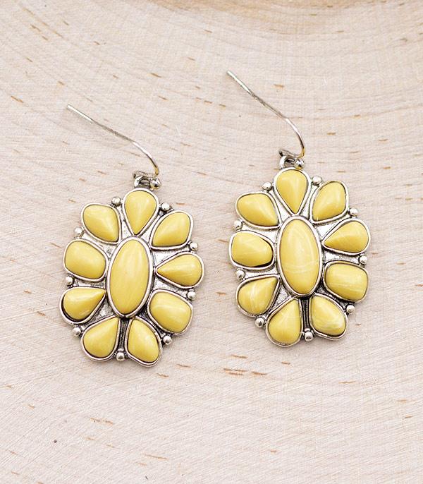 EARRINGS :: WESTERN HOOK EARRINGS :: Wholesale Western Semi Stone Concho Earrings