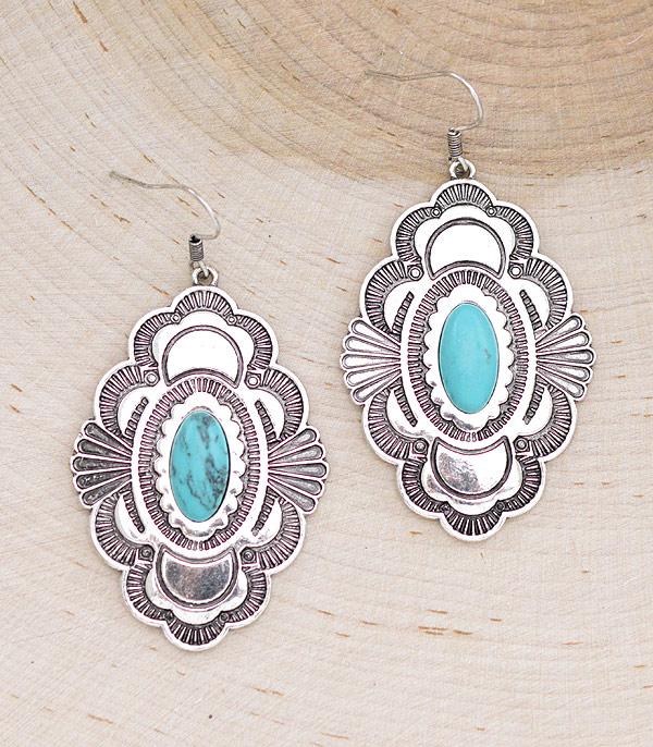 EARRINGS :: WESTERN HOOK EARRINGS :: Wholesale Western Semi Stone Concho Earrings