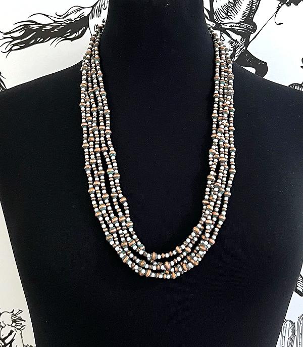 NECKLACES :: WESTERN LONG NECKLACES :: Wholesale Western Navajo Pearl Layered Necklace