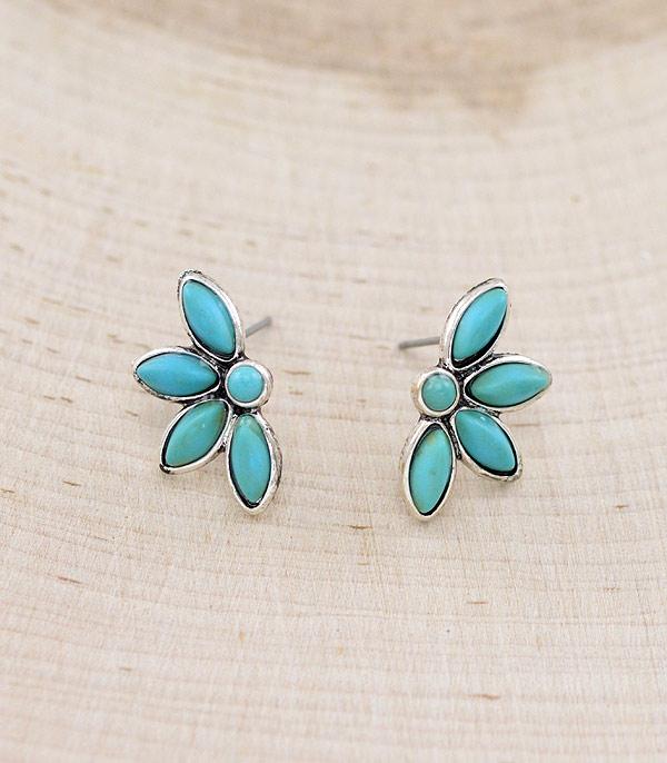 EARRINGS :: WESTERN POST EARRINGS :: Wholesale Turquoise Semi Stone Earrings
