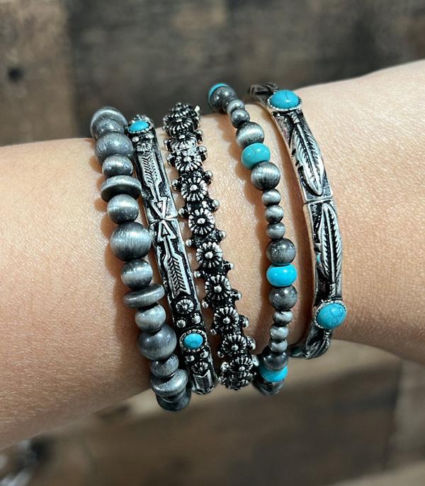 BRACELETS :: STRETCH-BEAD :: Wholesale Western Turquoise Multi Strand Bracelet