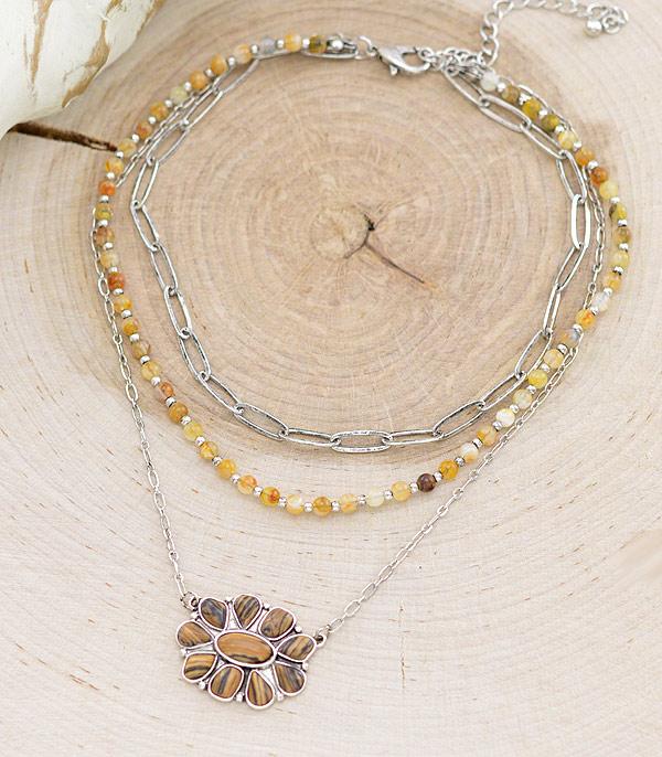 NECKLACES :: TRENDY :: Wholesale Western Concho Layered Necklace