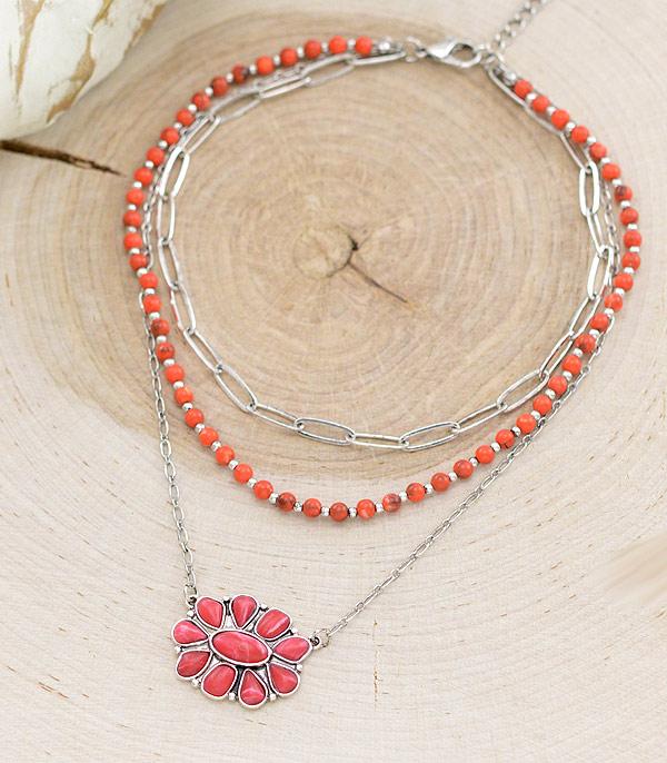 NECKLACES :: TRENDY :: Wholesale Western Concho Layered Necklace