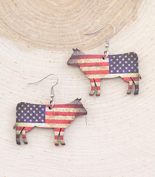 EARRINGS :: TRENDY EARRINGS :: Wholesale USA Flag Cow Earrings