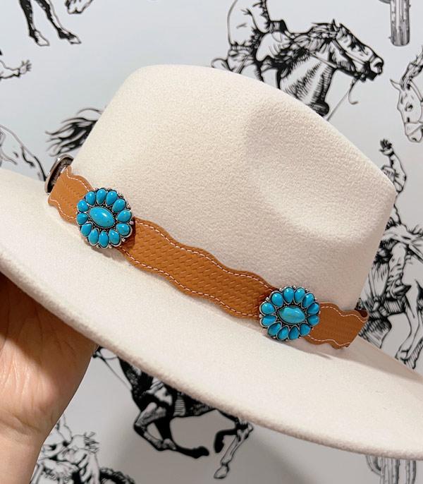 <font color=black>SALE ITEMS</font> :: HAT | HAIR ACCESSORIES :: Wholesale Western Turquoise Concho Hat Band