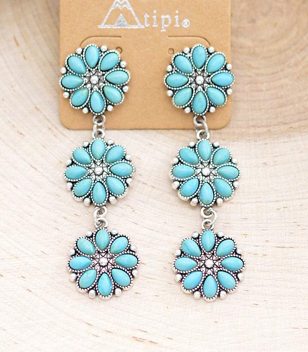 <font color=Turquoise>TURQUOISE JEWELRY</font> :: Wholesale Western Semi Stone Concho Earrings