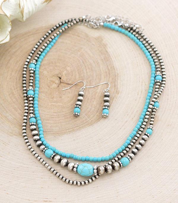 NECKLACES :: WESTERN TREND :: Wholesale 3PC Set Navajo Pearl Bead Necklace