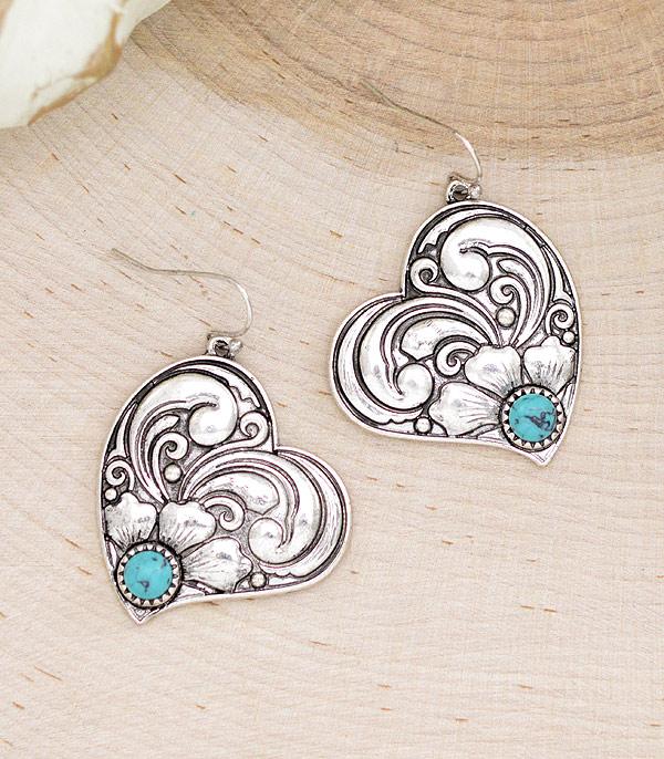 EARRINGS :: WESTERN HOOK EARRINGS :: Wholesale Western Tooling Heart Earrings