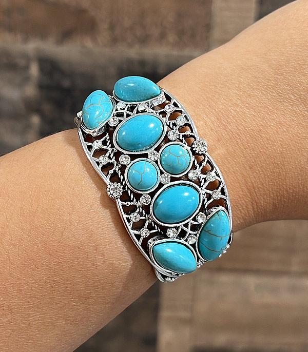 BRACELETS :: STRETCH :: Wholesale Western Turquoise Semi Stone Bracelet