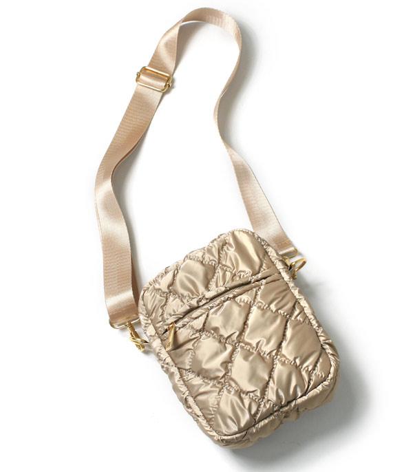 HANDBAGS :: CROSSBODY BAGS :: Wholesale Shiny Puffy Quilted Crossbody Bag