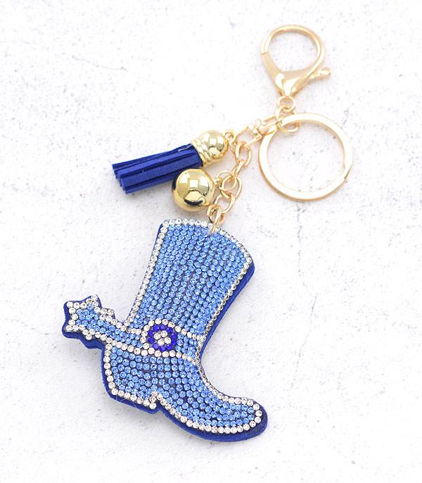 Bling Rhinestone Bunny Rabbit Puffy Tassel Key Chain Purse Charm