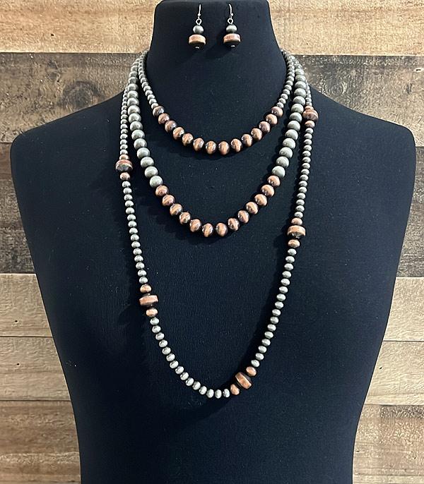 NECKLACES :: WESTERN LONG NECKLACES :: Wholesale Western Navajo Pearl Layered Necklace