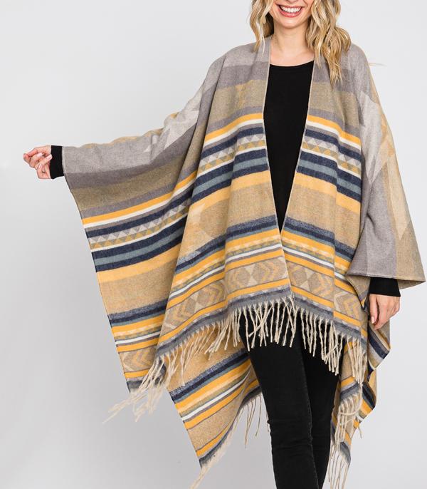 KIMONO I SCARVES :: KIMONO / PONCHO :: Wholesale Boho Aztec Soft Cape