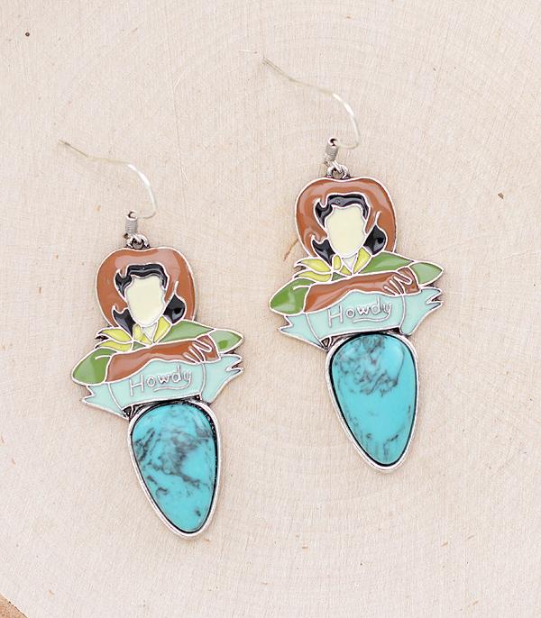 EARRINGS :: WESTERN HOOK EARRINGS :: Wholesale Western Cowgirl Turquoise Earrings