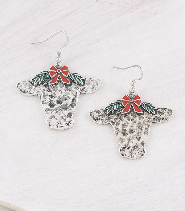 <font color=GREEN>HOLIDAYS</font> :: JEWELRY I BAGS :: Wholesale Western Christmas Cow Earrings