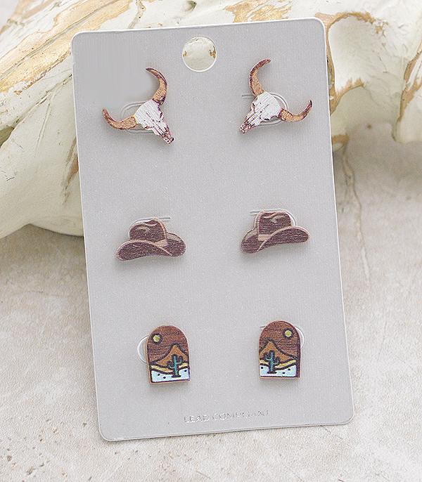 WHAT'S NEW :: Wholesale Western 3PC Set Earrings