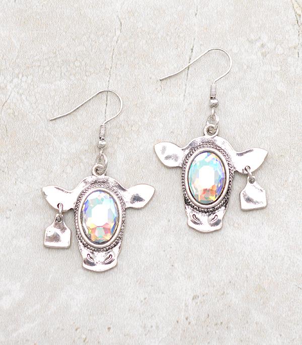 EARRINGS :: WESTERN HOOK EARRINGS :: Wholesale Cow Head Dangle Earrings