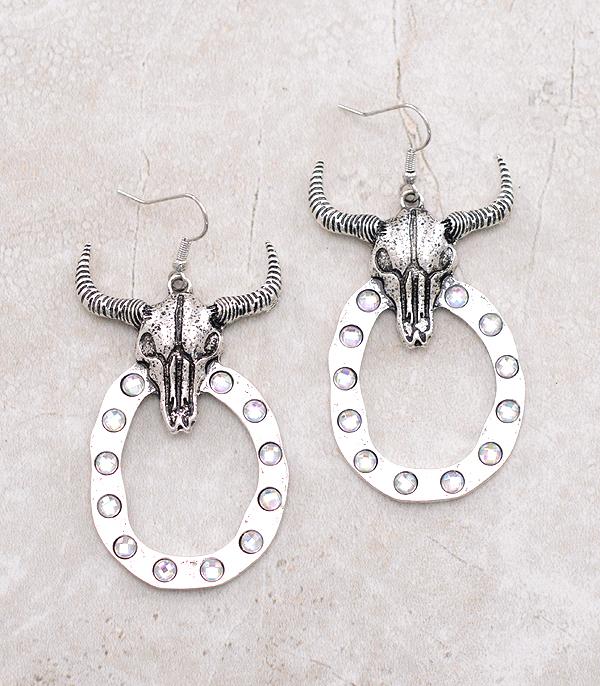 EARRINGS :: WESTERN HOOK EARRINGS :: Wholesale Western Steer Skull Earrings