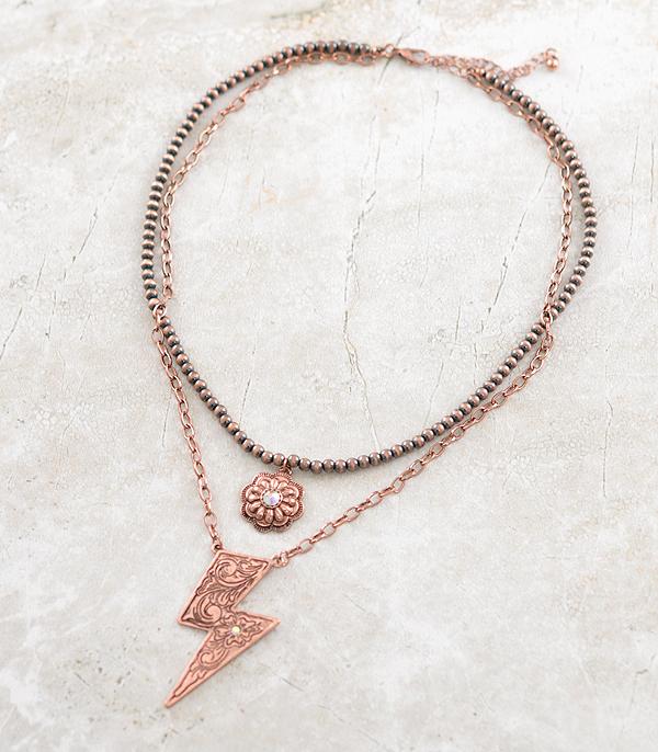 NECKLACES :: TRENDY :: Wholesale Western Lightning Bolt Concho Necklace