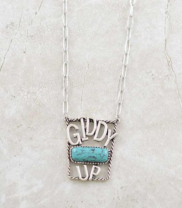 NECKLACES :: CHAIN WITH PENDANT :: Wholesale Giddy Up Turquoise Pendant Necklace