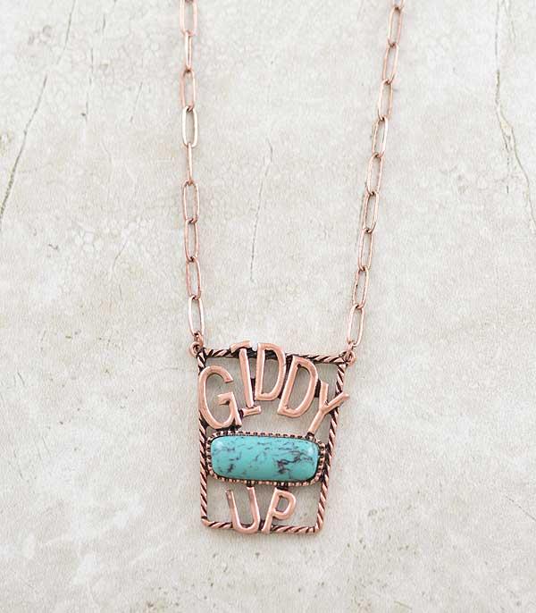 NECKLACES :: CHAIN WITH PENDANT :: Wholesale Giddy Up Turquoise Pendant Necklace