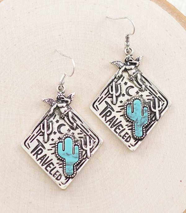 EARRINGS :: WESTERN HOOK EARRINGS :: Wholesale Western Cactus Dangle Earrings