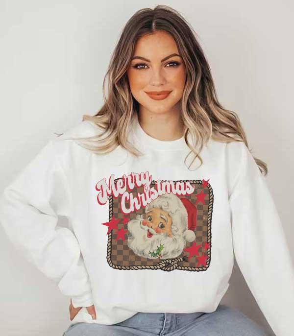 <font color=GREEN>HOLIDAYS</font> :: GRAPHIC TEES :: Wholesale Western Christmas Santa Sweatshirt