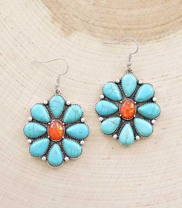 EARRINGS :: WESTERN HOOK EARRINGS :: Wholesale Western Turquoise Concho Earrings