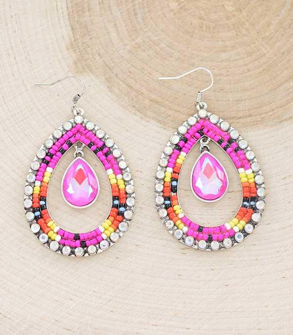 EARRINGS :: WESTERN HOOK EARRINGS :: Wholesale Navajo Seed Bead Teardrop Earrings