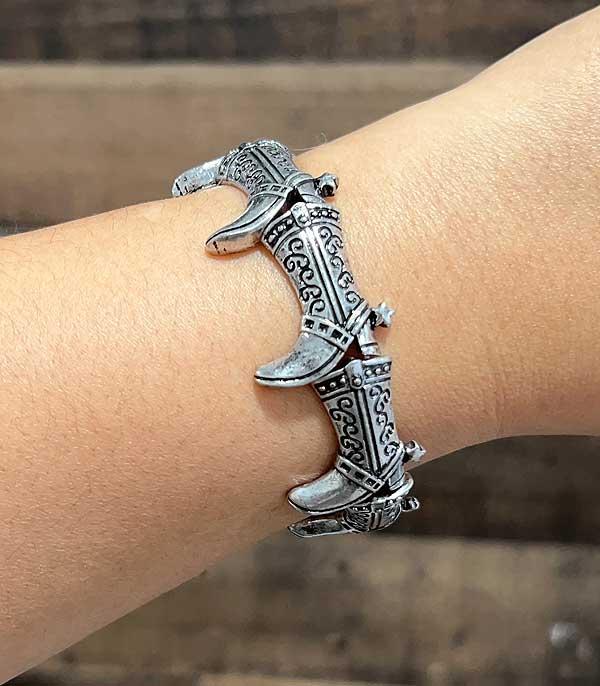 BRACELETS :: STRETCH :: Wholesale Western Cowboy Boots Stretch Bracelet