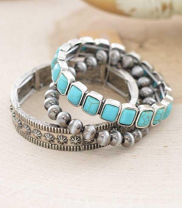 BRACELETS :: STRETCH :: Wholesale Western Turquoise Navajo Pearl Bracelet 