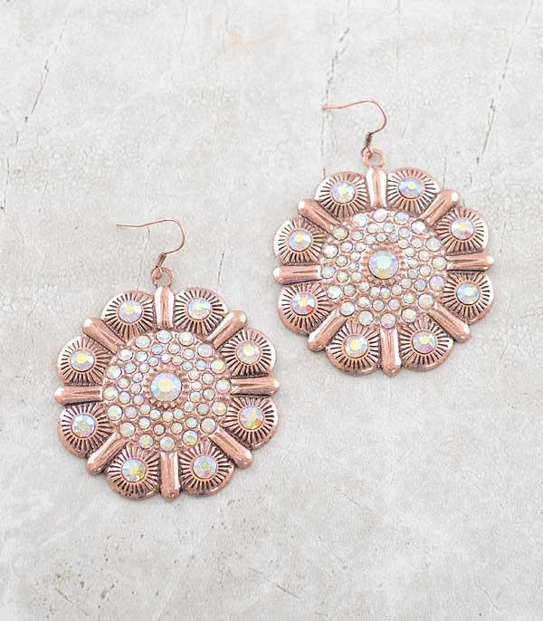 EARRINGS :: WESTERN HOOK EARRINGS :: Wholesale Western Rhinestone Concho Earrings