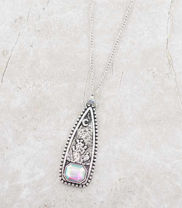 NECKLACES :: CHAIN WITH PENDANT :: Wholesale Western Cactus Desert Pendant Necklace