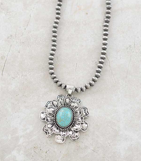 NECKLACES :: WESTERN TREND :: Wholesale Western Turquoise Flower Necklace