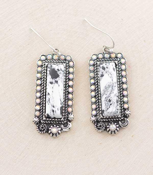 EARRINGS :: WESTERN HOOK EARRINGS :: Wholesale Western Howlite Stone Earrings